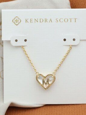 Kendra Scott | Ari Heart Letter M - Gold Mother-of-Pearl Necklace